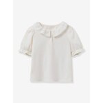 Tee - shirt fille col en broderie anglaise coton bio �cru