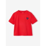 Tee - shirt fille fantaisie motif poitrine manches courtes rouge