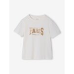 Tee - shirt fille imprim� manches courtes �cru