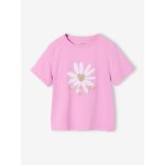 Tee - shirt fille imprim� manches courtes mauve