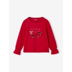 Tee - shirt fille nol noeud et dtails glitter manches longues rouge