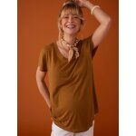 Tee - shirt grossesse col v lin bronze
