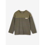 Tee - shirt marinière garçon détail flocage velours kaki Tee - shirt marinière garçon détail flocage velours kaki