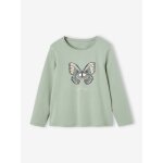 Tee - shirt à message fille vert de gris Tee - shirt à message fille vert de gris