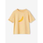 Tee - shirt motif pop fille manches courtes à revers jaune pâle Tee - shirt motif pop fille manches courtes à revers jaune pâle
