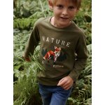 Tee - shirt motif renard garçon manches longues vert chiné Tee - shirt motif renard garçon manches longues vert chiné