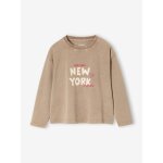Tee - shirt new york avec touches fluo fille manches longues sable