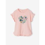 Tee - shirt volant� motif � sequins fille rose p�le