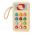Tlphone portable en bois ludique avec boutons colors et poigne multicolore