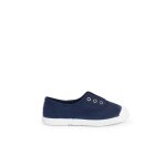 Tennis en toile avec bout caoutchouc sans lacets bleu marine