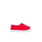 Tennis en toile avec bout caoutchouc sans lacets rouge