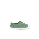 Tennis en toile avec bout caoutchouc sans lacets vert fougre