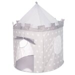 Tente pop up en forme de chteau fort motif toiles gris toil