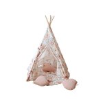 Tente tipi fleurs en coton beige