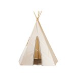 Tente tipi avec pompoms en coton beige Tente tipi avec pompoms en coton beige