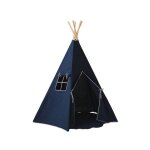 Tente tipi avec tapis marine en lin bleu