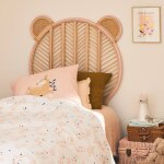 Tte de lit bohme rotin chambre enfant 90 x 100cm nias rose