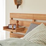 T�te de lit enfant avec �tag�res en bois de teck 135 urbain marron clair