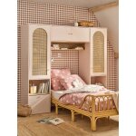T�te de lit pont armoire et rangement cannage rose