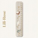 Toise en bois branche oiseau lili - rose multicolore