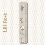 Toise en bois lili - rose grandes fleurs multicolore