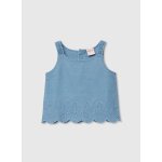 Top en denim brod� bleu