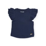 Top fille en maille c�tel�e bleu