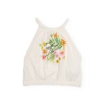 Top fille en maille avec encolure dos - nu blanc