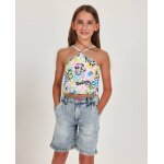 Top fille en maille avec fines bretelles crois�es blanc