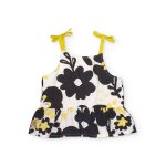 Top pour fille en tissu avec volant en bas noir