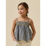 Top � fines bretelles vichy marine