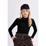 Top manches longues col montant noir