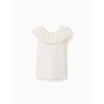Top sans manches en coton avec col brod� blanc
