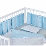 Tour de lit modulable 10 pices extra doux minky bleu