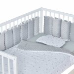 Tour de lit modulable 10 pices extra doux minky gris