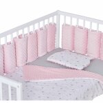 Tour de lit modulable 10 pices extra doux minky rose