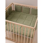 Tour de lit / tour de parc pare - chocs en gaze de coton uni olive