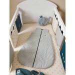 Tour de lit / tour de parc pare - chocs navy sea, contient du lin lot bleu