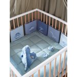 Tour de lit / tour de parc pare - chocs petit dino bleu gris imprim
