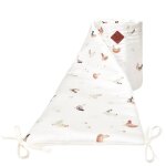 Tour de lit universel en gaze de coton gallina �cru motif poules champ�tre