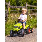 Tracteur � p�dales claas avec remorque et capot ouvrant vert claas
