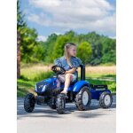 Tracteur � p�dales avec remorque bleu new holland