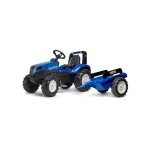 Tracteur  pdales avec remorque bleu new holland