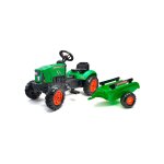 Tracteur À pédales supercharger avec capot ouvrant et remorque vert Tracteur À pédales supercharger avec capot ouvrant et remorque vert