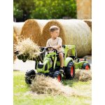 Tractopelle � p�dales avec excavatrice arri�re et remorque vert