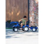 Tractopelle � p�dales avec remorque bleu new holland