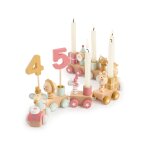 Train d anniversaire en bois 0 - 99 ans, scandi berry avec bougies Train d anniversaire en bois 0 - 99 ans, scandi berry avec bougies