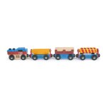 Train de marchandises en bois colors - locomotive et wagons magntiques multicolore