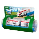 Train de voyageurs et tunnel blanc