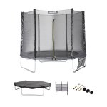 Trampoline 250 cm galaxie avec filet de protection, b�che, filet pour chaussures, kit d ancrage gris